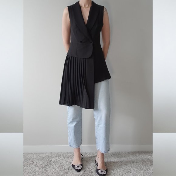 Actuel Black Double Breasted Asymmetrical Vest Size S - Picture 3 of 10